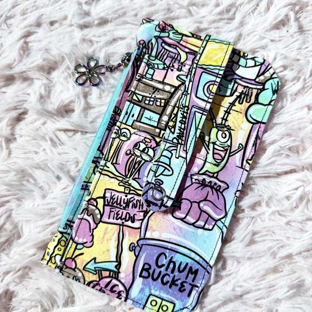 Sponge Bob Square Pants Colorful KidCore Cartoon Kawaii Compact Wallet Pocket